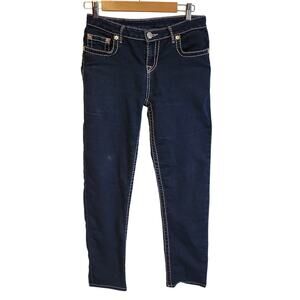 True Religion Skinny Big T Jeans Mid Rise Pink Stitch Stretch Girls Size‎ 16